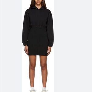 Herve by Herve Leger black knit embroidered spell out  hooded dress